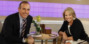 TODAY -- Pictured: (l-r) "Today" show co-host Matt Lauer talks with Katie Couric on NBC News' "Today" show (Photo by Heidi Gutman/NBC/NBCU Photo Bank via Getty Images)